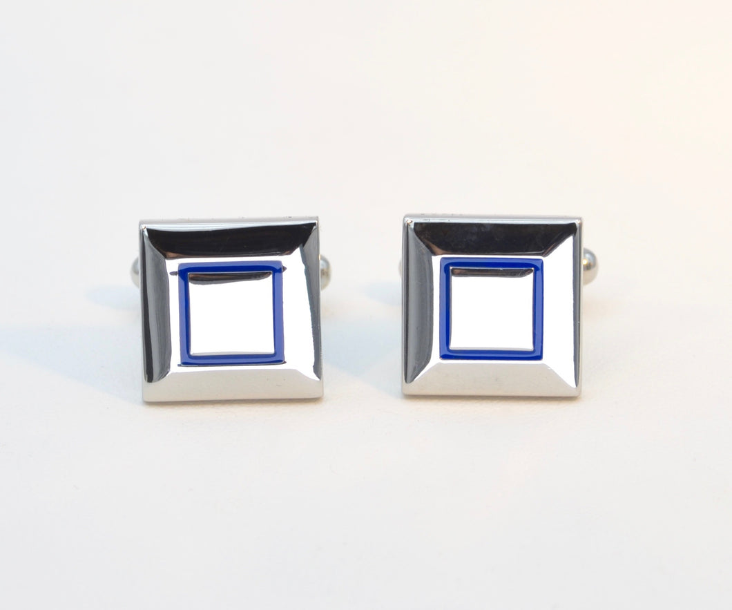 Blue Outline Square Cufflinks