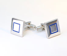 Blue Outline Square Cufflinks