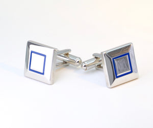 Blue Outline Square Cufflinks